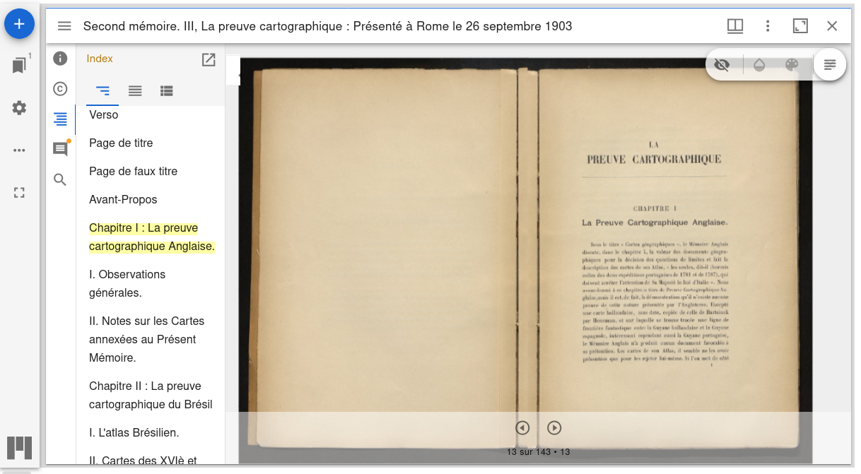 Table des matières non hiérarchisée dans Mirador