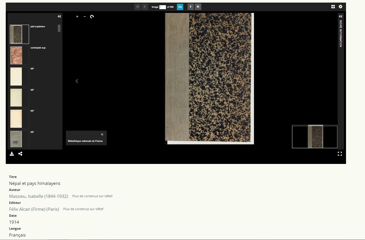 Exemple de visionneuse avec une source extérieure et les métadonnées en Dublin Core en 