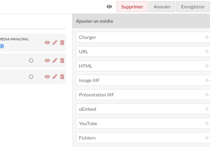 Appel du bloc IIIF Image lors de la création d’un media